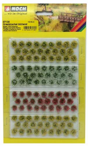 Noch 07135 - 104 touffes d'herbe, fleurs des champs (jaunes, blanches, rouges)
