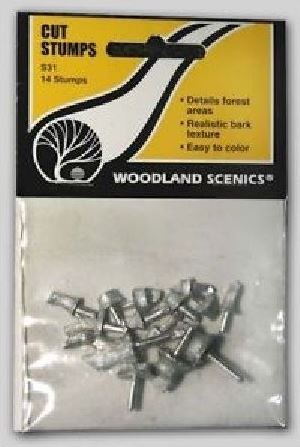 Woodland Scenics S31 - 14 souches d'arbres coupés ; kit