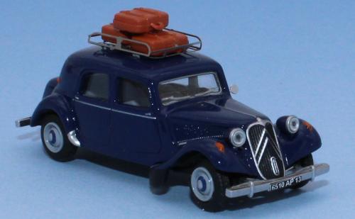SAI 1812 - Citroën Traction 11B 1952 nacht blau, auto dachträger mit 3 koffer