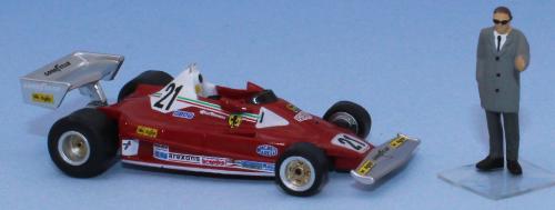 Brekina 22977 - Ferrari 312 T2, No 21, Gilles Villeneuve, 1977 mit Enzo Ferrari figuren