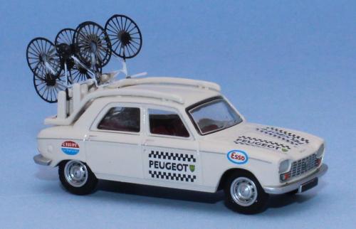 SAI 6279 - Peugeot 204 team PEUGEOT BP MICHELIN 1965-1966 + 1969-1972 (mit speziellem Fahrradträger, handbemalte, fotogeätzte Metallfahrräder)