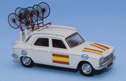 SAI 6285 - Peugeot 204 team SPANIEN 1967-1968 (mit speziellem Fahrradträger, handbemalte, fotogeätzte Metallfahrräder)
