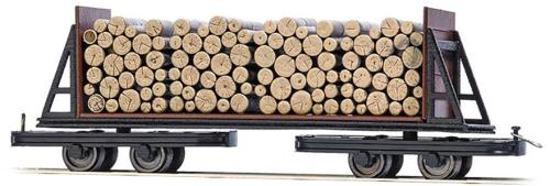 Busch 12247 - Drehgestell-Stirnwandwagen mit Holzladung, HOf