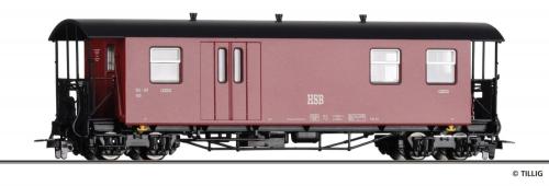Tillig 13967 - Voiture mixte fourgon Harzer Schmalspurbahnen, à bogies, type KBDi, rouge, époque V/VI