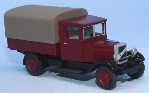 SAI 4822 - Camion Berliet VSA à plateau à ridelles, bâché, rouge bordeaux