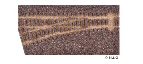 Tillig 86514 - Semelle de ballast brun foncé, pour aiguillage gauche 15° (85324)