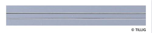 Tillig 87502 - Rail droit, 1 voie, longueur 316,8 mm, revêtement asphalte / béton, avec supports