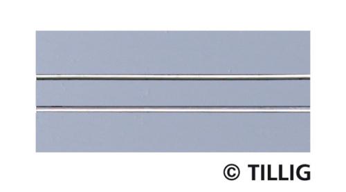 Tillig 87512 - Rail droit, 1 voie, longueur 105,6 mm, revêtement asphalte / béton, avec supports