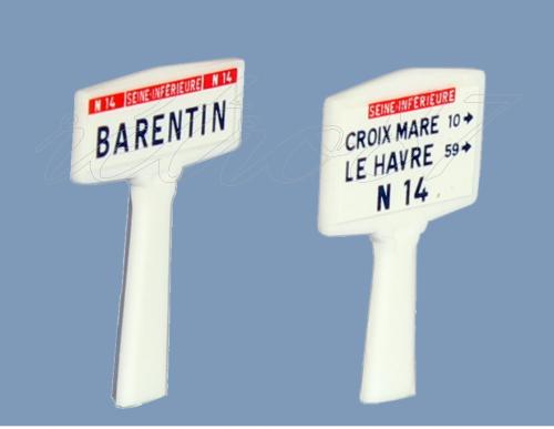 SAI 8232.2 - 1 panneau Michelin d'entrée de localité et 1 panneau Michelin directionnel, Normandie : Barentin