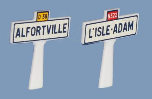 SAI 8251.2 - 2 panneaux Michelin d'entrée de localité, Ile de France : Alfortville et L'Isle Adam