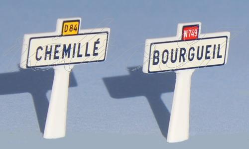 SAI 8271.2 - 2 panneaux Michelin d'entrée de localité, Val de Loire : Chemillé et Bourgueil