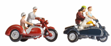 Noch 15905 - Motorcyclists with side-cars