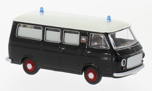 Brekina 34409 - Minibus Fiat 238 ambulance, noir et blanc, Falck