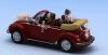 SAI 1580 - VW Beetle 1303 convertible, red, wedding car with driver and the married