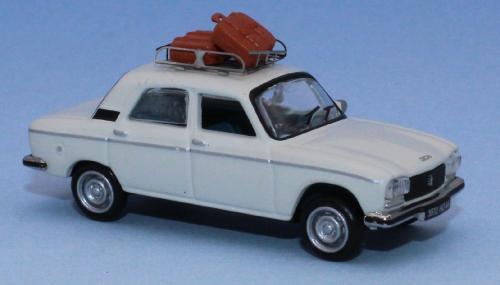 SAI 1725 - Peugeot 304 white, car roof rack with 2 luggages