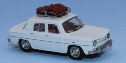 SAI 1732 - Renault 8, white, car roof rack with 2 luggages