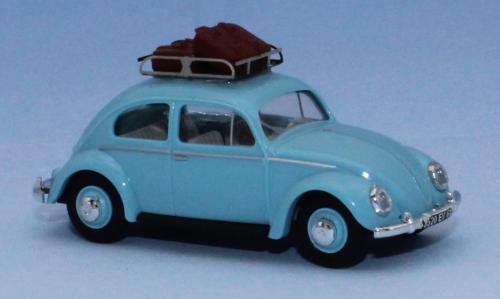 SAI 1781 - VW Coccinelle, blue, car roff rack with 2 luggages