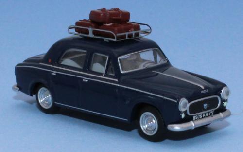SAI 1821 - Peugeot 403 7 amiral blue, car roof rack with 3 luggages