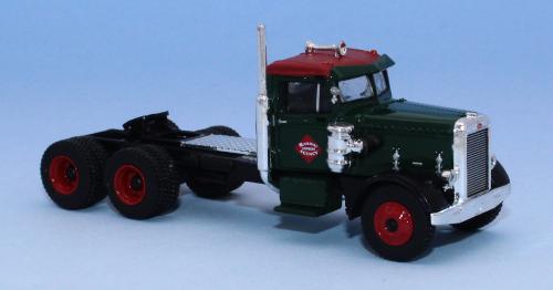 Brekina 85758 - Tracteur Peterbilt 281, dark green / red, Railway Express Agency
