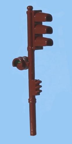 SAI 1011R - Feu tricolore simple brun avec répétiteur et signal piétons, feu rouge