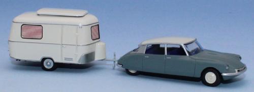 SAI 1404 - Citroën ID 19, alpine blue / cream white, with Eriba Pan caravan