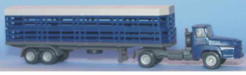 SAI 834 - Tracteur Unic MZ, 2 essieux, avec remorque à claire-voie pour transport d'animaux