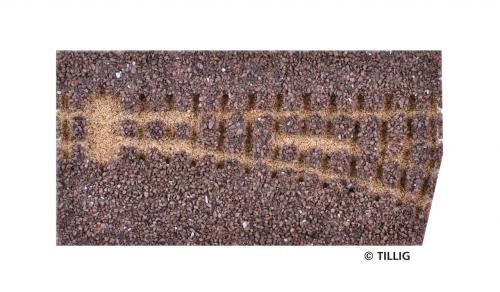 Tillig 86727 - Semelle de ballast brun foncé, pour aiguillage droit HOe 18° (85637)