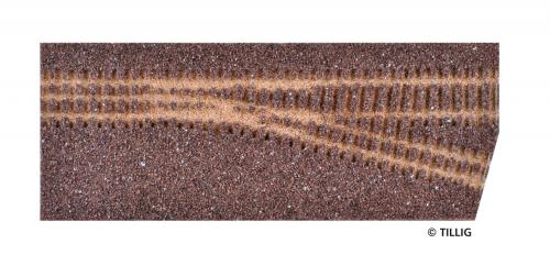 Tillig 86733 - Semelle de ballast brun foncé, pour embranchement HO/HOe droit (85181)