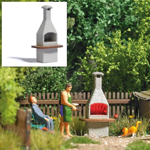 Busch 5403 - Chimney stone BBQ with glowing fire