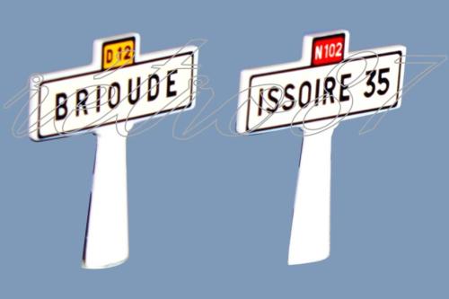 SAI 8261.2 - 1 panneau Michelin d'entrée de localité et 1 panneau de confirmation de direction, Massif Central : Brioude