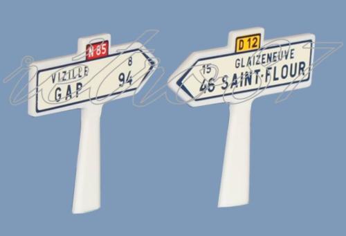 SAI 8262.2 - 2 panneaux Michelin directionnels (2 lignes) ; Alpes - Massif Central