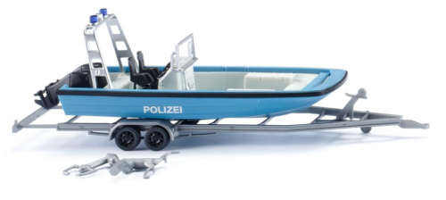 Wiking 009545 - Motor boat on trailer, polizei