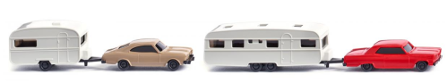 Wiking 092210 - Chevrolet Malibu and Opel Rekord coupé with caravans, N scale