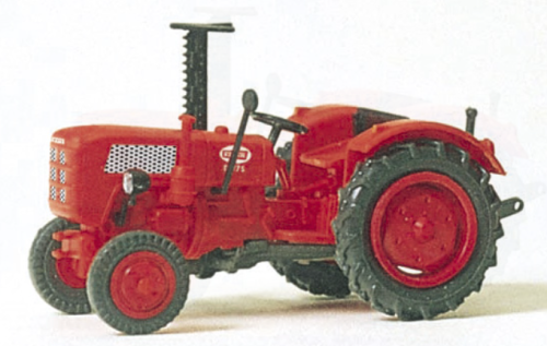 Preiser 17934 - Tracteur agricole avec barre de coupe, rouge
