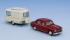 SAI 6208 - Peugeot 403 8cv, rouge rubis, avec caravane Eriba ivoire