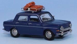 SAI 1745 - Simca 1000 blue, car roof rack with 2 luggages