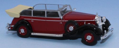 Brekina 21051 - Mercedes Benz 770K cabriolet, rouge foncé / noir, 1938