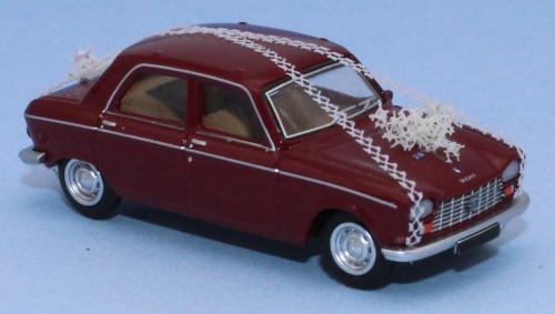 SAI 6266 - Peugeot 204 berline 1968, rouge bordeaux, voiture des mariés