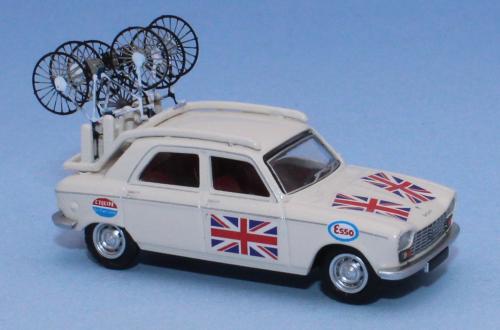 SAI 6286 - Peugeot 204 équipe GRANDE BRETAGNE 1967-1968 (avec porte vélos spécifique, vélos en métal photodécoupé peints à la main)