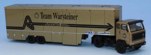 Brekina 85680 - Semi remorque Volvo F89, transport de voitures de courses, Warsteiner Arrows Racing Team, 1979