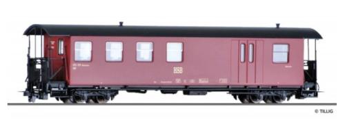 Tillig 03941 - Voiture mixte fourgon Harzer Schmalspurbahnen, à bogies, type KBD, rouge, époque V/VI