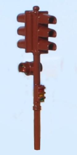 SAI 1016V - Feu tricolore brun avec 2 nacelles (pour carrefour), avec répétiteur et signal piétons, feu vert