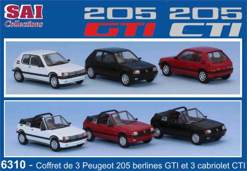SAI 6310 - Coffret de 3 Peugeot 205 GTI et 3 Peugeot 205 cabriolet CTI
