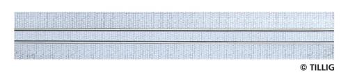 Tillig 87501 - Rail droit, 1 voie, longueur 316,8 mm, revêtement pavés, avec supports