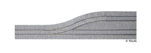 Tillig 87611 - Embranchement à gauche, longueur 422,4 mm, revêtement pavés, avec supports