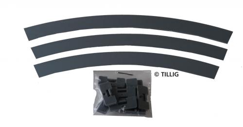Tillig 87867 - Revêtement asphalte / béton pour rails courbes, 1 voie, rayon 204 mm, 45°, avec supports