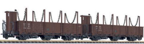 Liliput 240127 - Coffret de 2 wagons 3 essieux, à ridelles et ranchers métalliques , ÖBB, avec guérite de frein, époque III