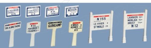 SAI 8225 - Coffret de 10 panneaux Michelin directionnels et d'entrée de localité, Bretagne, 1927-1945