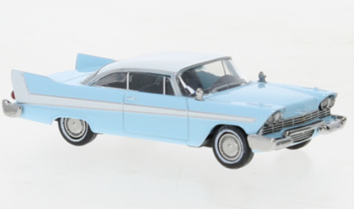 Brekina 19676 - Plymouth Fury, bleu clair / blanc, 1958