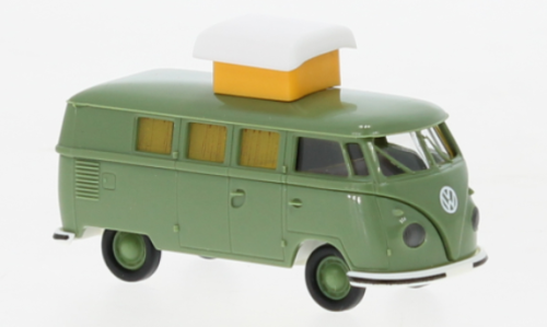 Brekina 31616 - VW T1b camping-car, vert, avec couchage de toit ouvert